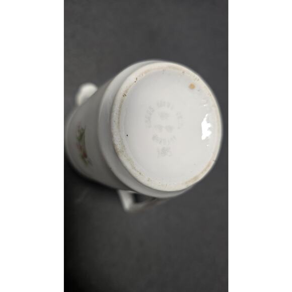 Vintage Floral Porcelain Mini Creamer Pitcher White Pink Flowers Small 196 China - Picture 6 of 7